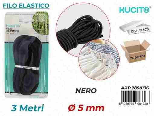 Filo Elastico Nero D.5mm*3mt