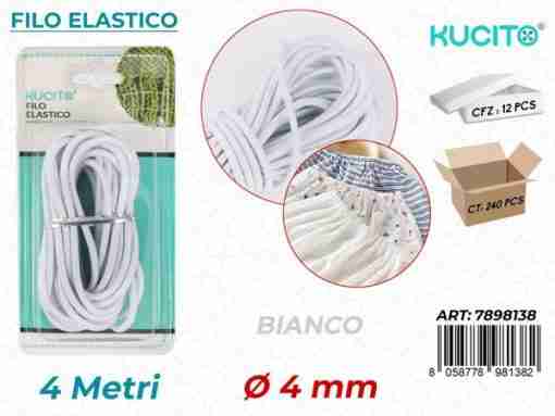 Filo Elastico Bianco D.4mm*4mt