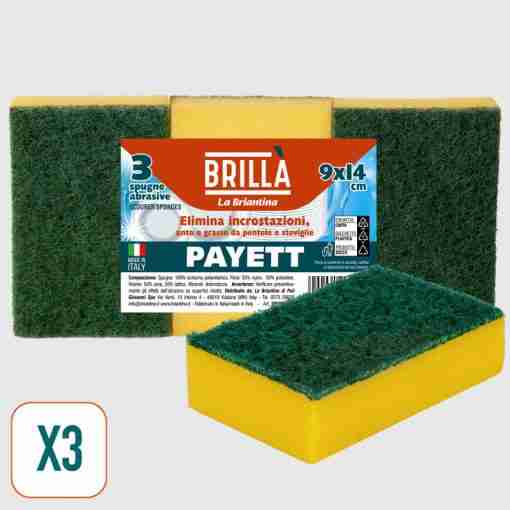 Spugne Abrasive Payett 3pz Cm 14x8,8x4