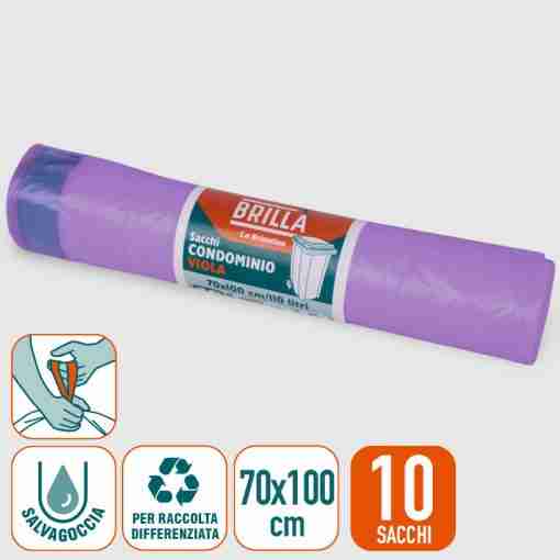 Sacchi Condominio Viola 70x100 Cm 10 Pz C/Man.120l