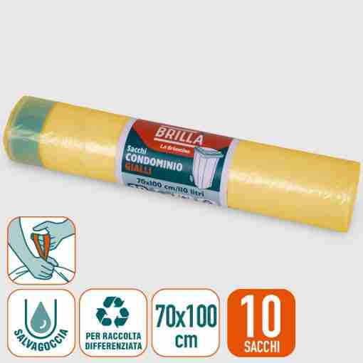 Sacchi Condominio Gialli 70x100 Cm 10pz C/Man.120l