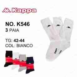 Kappa K546 Tris Calze Elasticizzato Bianco Tg.42-44