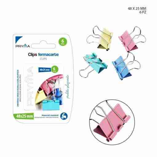 Pryma Clips Fermacarte 48x25mm 6pz Bl.