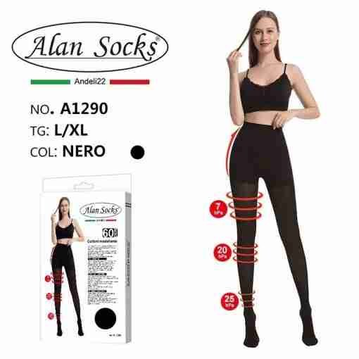 Alansocks 60 Den A1290 Nero L-XL Collant Contenitivo