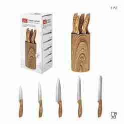 Dc Casa Ceppo Coltelli 5pz Effetto Legno