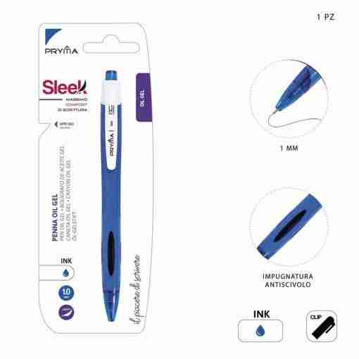 Pryma Penna Oil Gel Scatto Sleek 1mm Blu Bl.