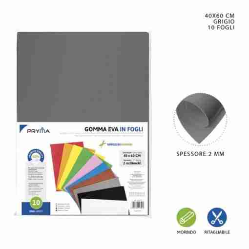 Pryma Foglio Gomma Eva 40x60cm 2mm Grigio