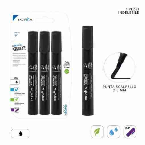 Pryma Marcatore Perman. P/Scalp. 2/5mm 3pz Nero Bl