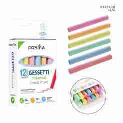Pryma Gessetti 8x0.9cm 12pz Colorati Bl.