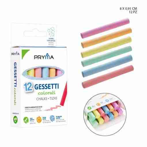 Pryma Gessetti 8x0.9cm 12pz Colorati Bl.