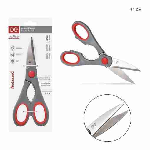 Dc Casa Forbici M/Uso 21cm Grigio/Rosso