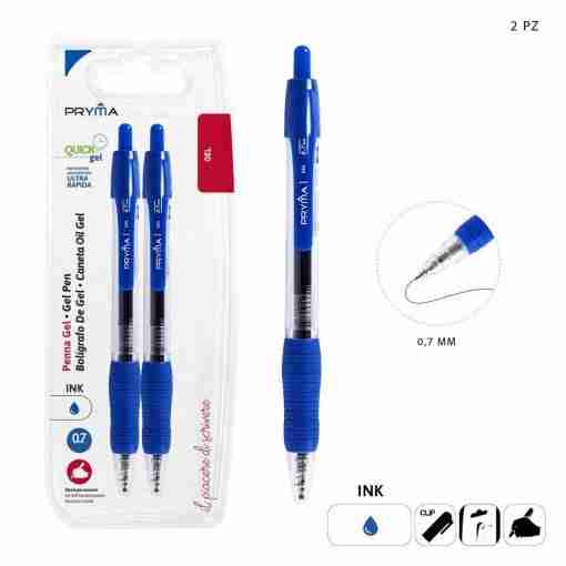 Pryma Penna Gel Scatto Quick Dry 0.7mm 2pz Blu Bl.