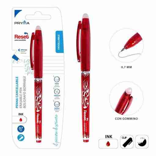 Pryma Penna Cancellabile Reset 0.7mm Rosso Bl.