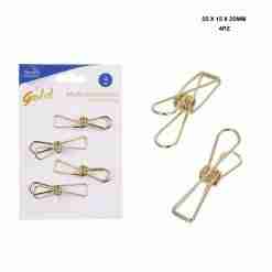 Pryma Clips Fermacarte 50x15x20mm 4pz Oro Bl.