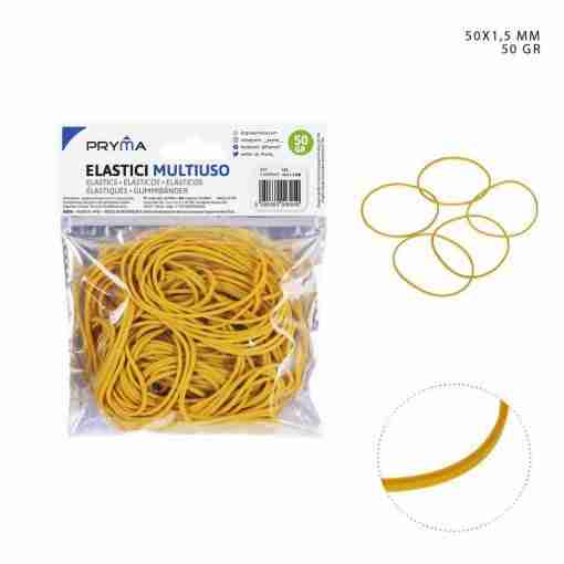 Pryma Elastico Gomma M/Uso Giallo 50x1.5mm 50g Bl.