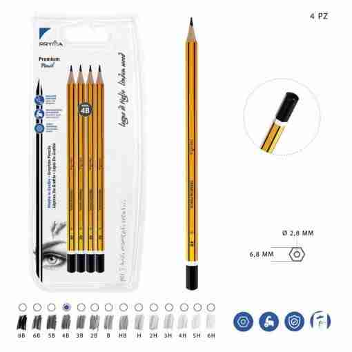 Pryma Matita Grafite Premium A/Qualita 4b 4pz Bl.