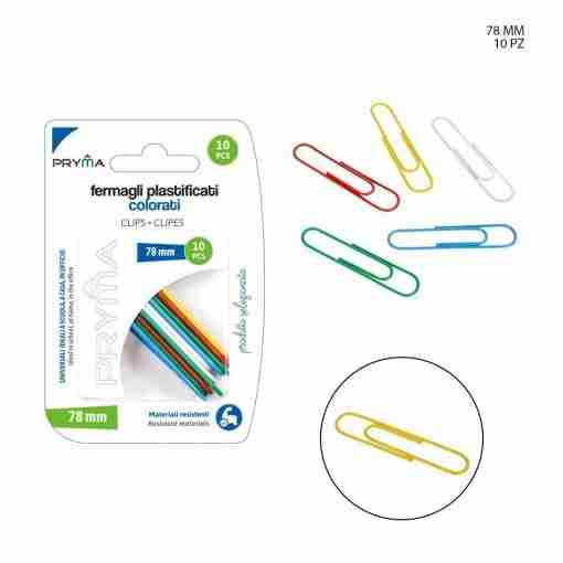 Pryma Fermagli Plastificati Color 78mm 10pz Bl.