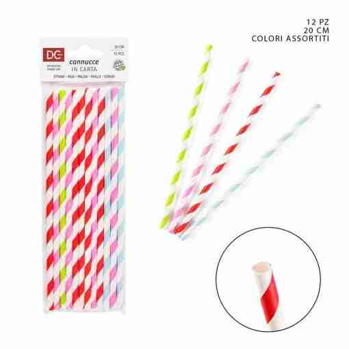 Dc Casa Cannuccia Carta 20cm 12pz Colorata