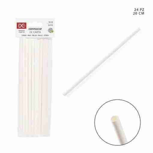 Dc Casa Cannuccia Carta 20cm 24pz Bianca