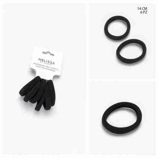 Melissa Elastico Capelli 14cm 6pz Nero