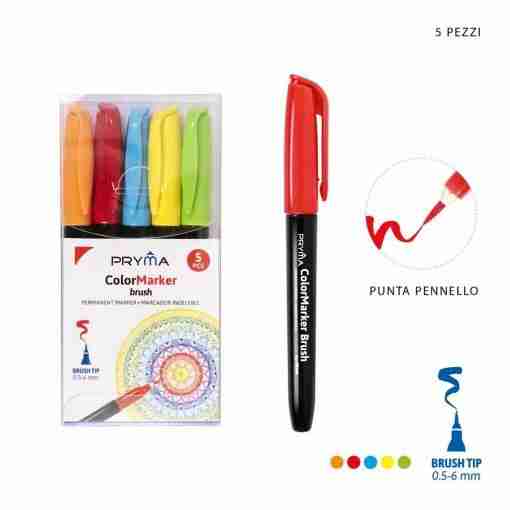 Pryma Pennar.Indelebile P/Pennello  5pz Bl.