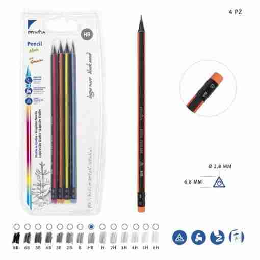 Pryma Matita Grafite Hb 4pz Neon Bl.