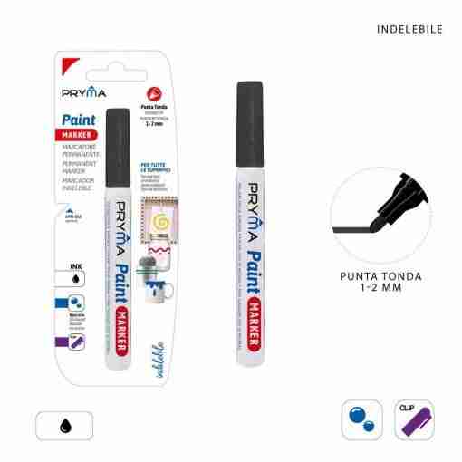 Pryma Marcatore Vernice P/Tonda 2mm Nero Bl.