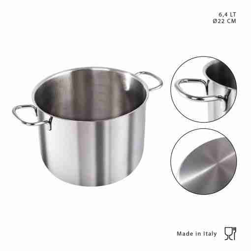 Dc Casa Pentola Acciaio 6.4l D.22cm