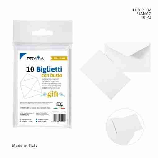 Pryma Biglietto+Busta F.To 4 11x7cm Bianco X10