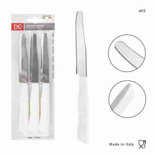 Dc Casa Coltello Tavola P/Tonda 6pz Bianco