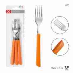 Dc Casa Forchetta Tavola Inox 6pz Arancio