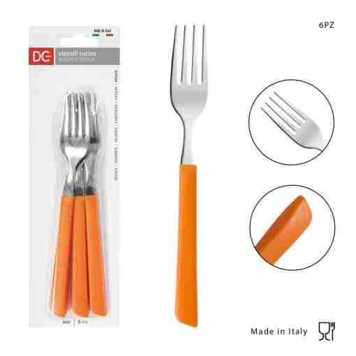 Dc Casa Forchetta Tavola Inox 6pz Arancio