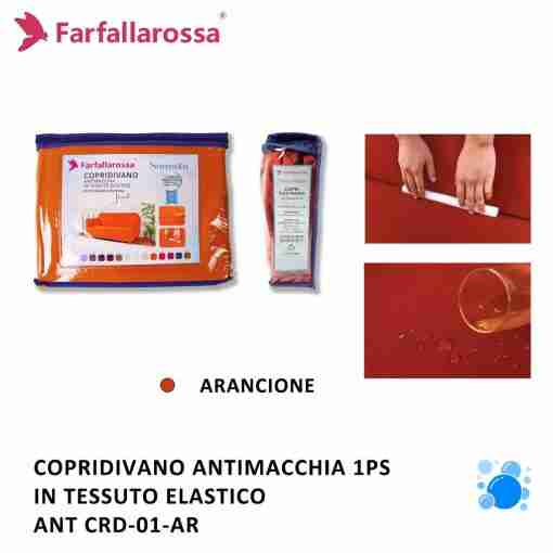 Farfallarossa Copridivano 1ps Arancione Antimacchia