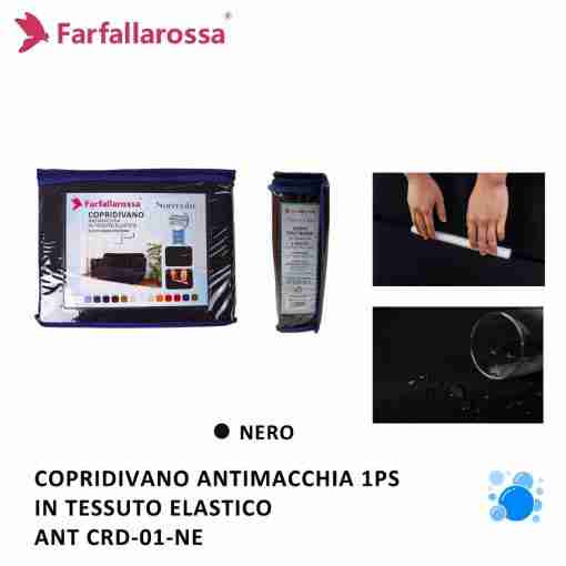 Farfallarossa Copridivano 1ps Nero Antimacchia