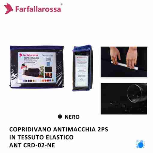 Farfallarossa Copridivano 2ps Nero Antimacchia