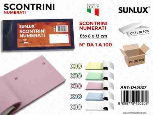 Blocco Scontrini Num. Da1 A 100 F.To 6*13cm
