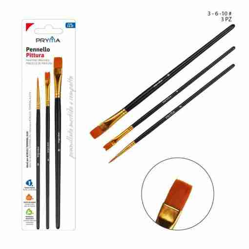 Pryma Pennello Pittura Legno Piatto 3pz N.3-6-10
