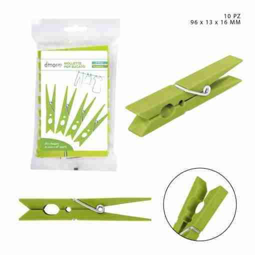 Dimorae Mollette Bucato Plast.96x13x16mm 10pz Verd