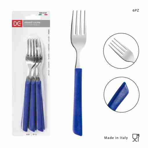 Dc Casa Forchetta Tavola Inox 6pz Blu