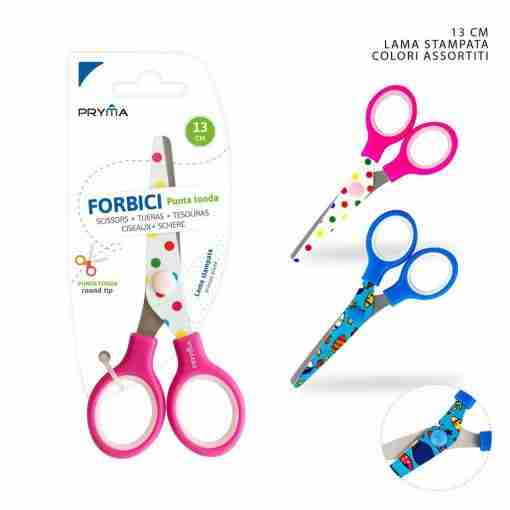 Pryma Forbici 13.5cm P/Tonda Lama Stampata Bl.