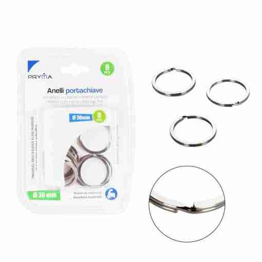 Pryma Anello Portachiavi 30mm 8pz Bl.