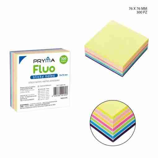 Pryma Sticky Notes 76x76mm 300ff Fluo