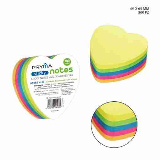 Pryma Sticky Notes Cuore 69x65mm 300ff Fluo