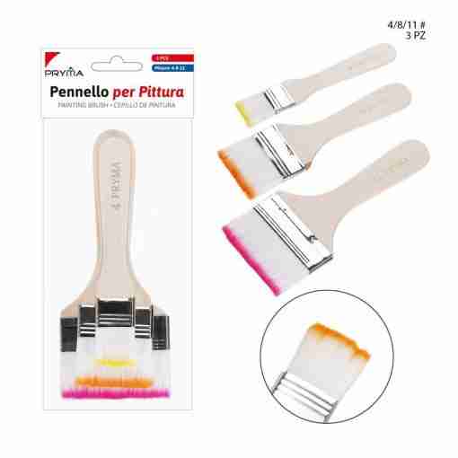 Pryma Pennello M/Legno N.4-8-11 3pz Bl.