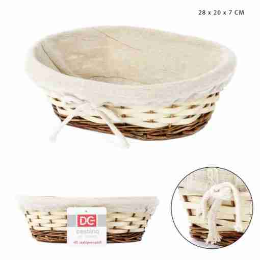 Dc Casa Cestino Vimini Foderato Ovale 28x20xh7cm