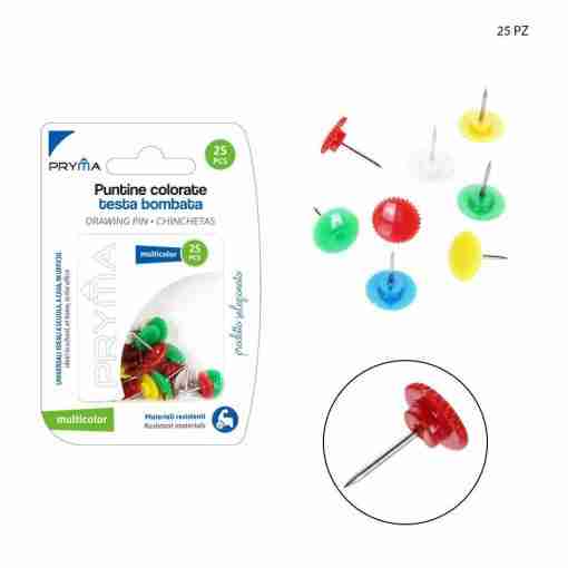 Pryma Puntine Testa Bombata Colorate 25pz Bl.