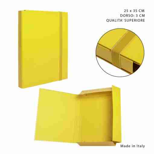 Pryma Cartella 3/L Elast.Piatto D3 25x35cm Giallo