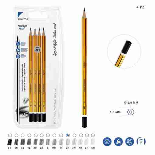 Pryma Matita Grafite Premium A/Qualita 2h 4pz Bl.