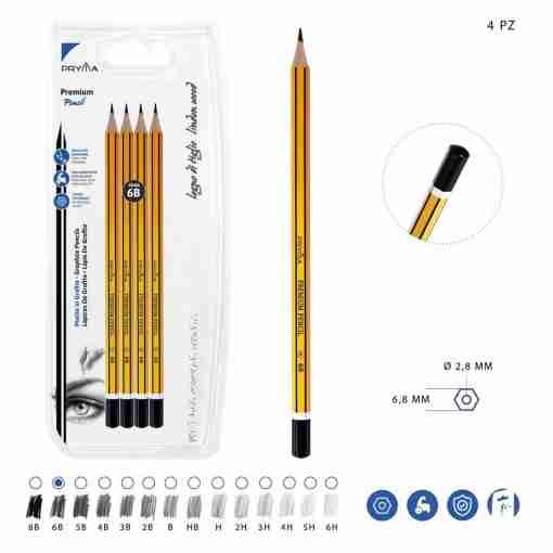 Pryma Matita Grafite Premium A/Qualita 6b 4pz Bl.