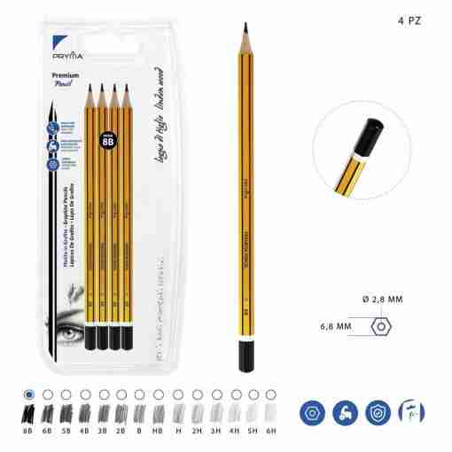 Pryma Matita Grafite Premium A/Qualita 8b 4pz Bl.